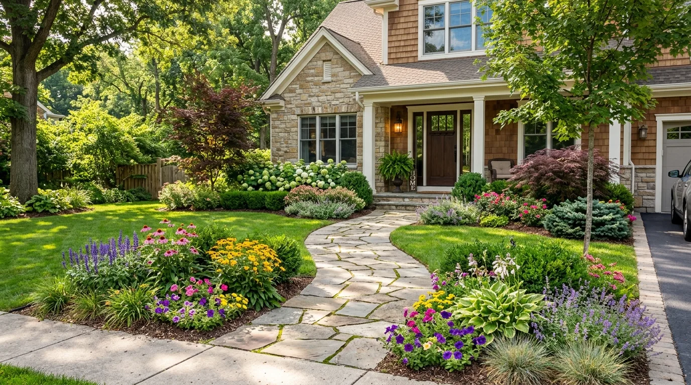 Tree and Shrub Framing Near the Porch
